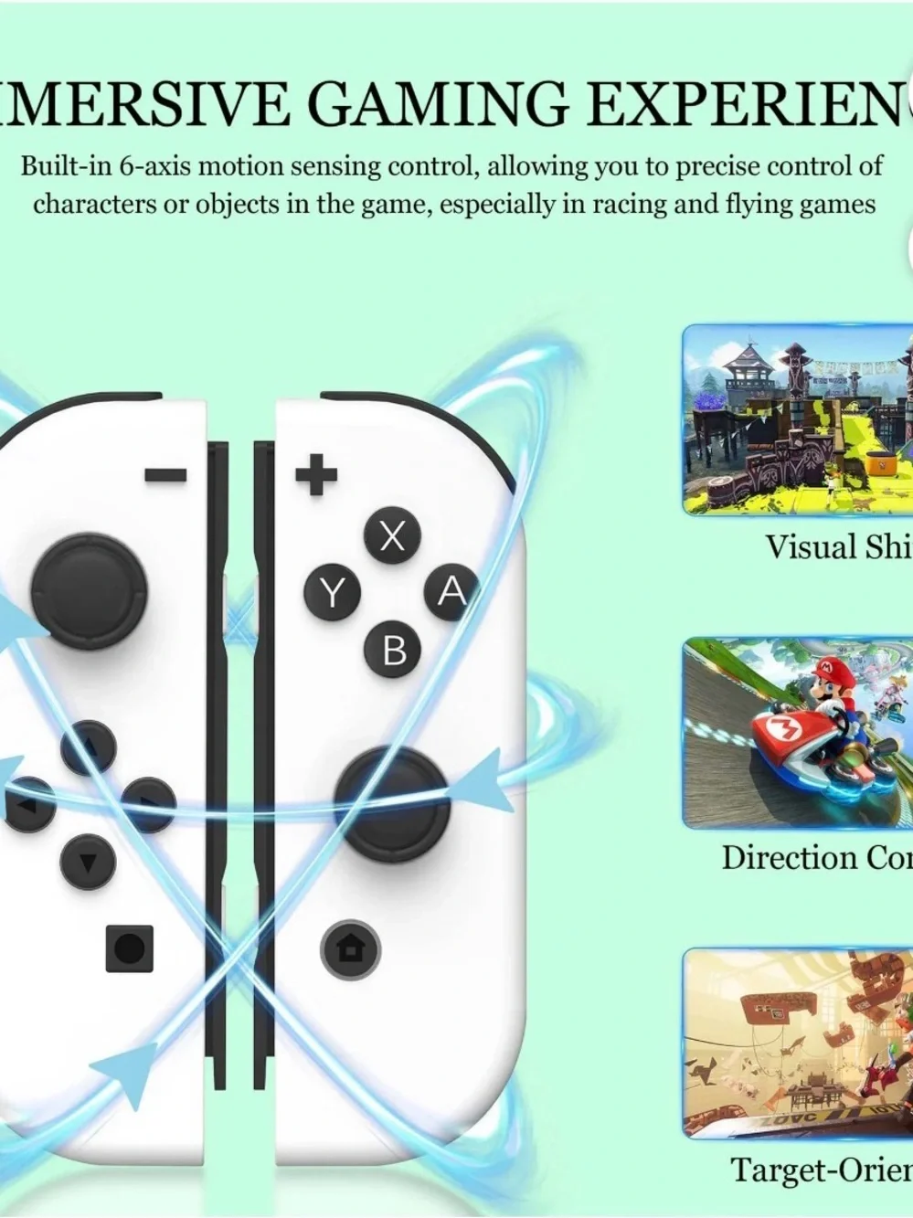 Nintendo Compatible White Game Controller Joy-Con Pair with Black Buttons